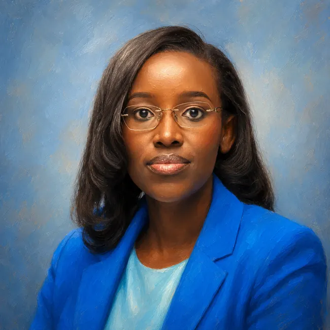 Painted portrait of Dr Angela Kiraba