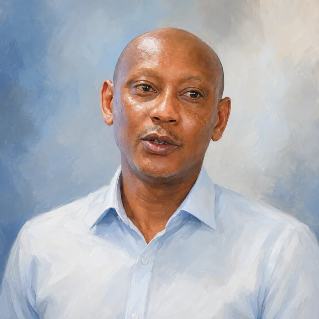 Painted portrait of Mathenge Rukwaro